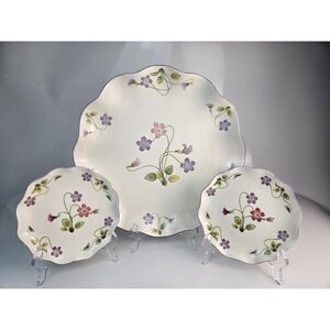 Andrea by Sadek Violet Romance Platter & Dessert Plates 3pc Set